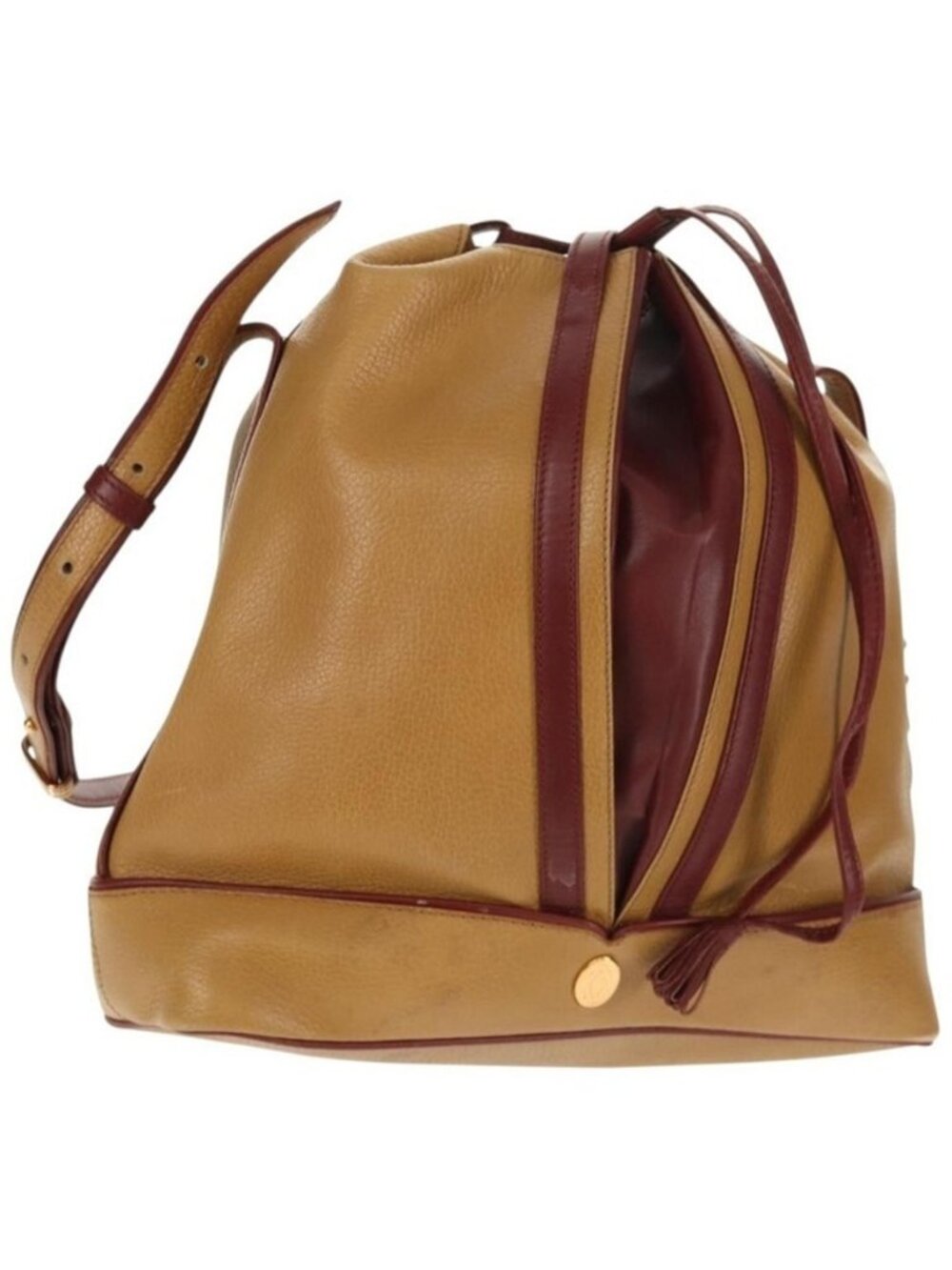 Authentic CARTIER Shoulder Bag Leather Beige